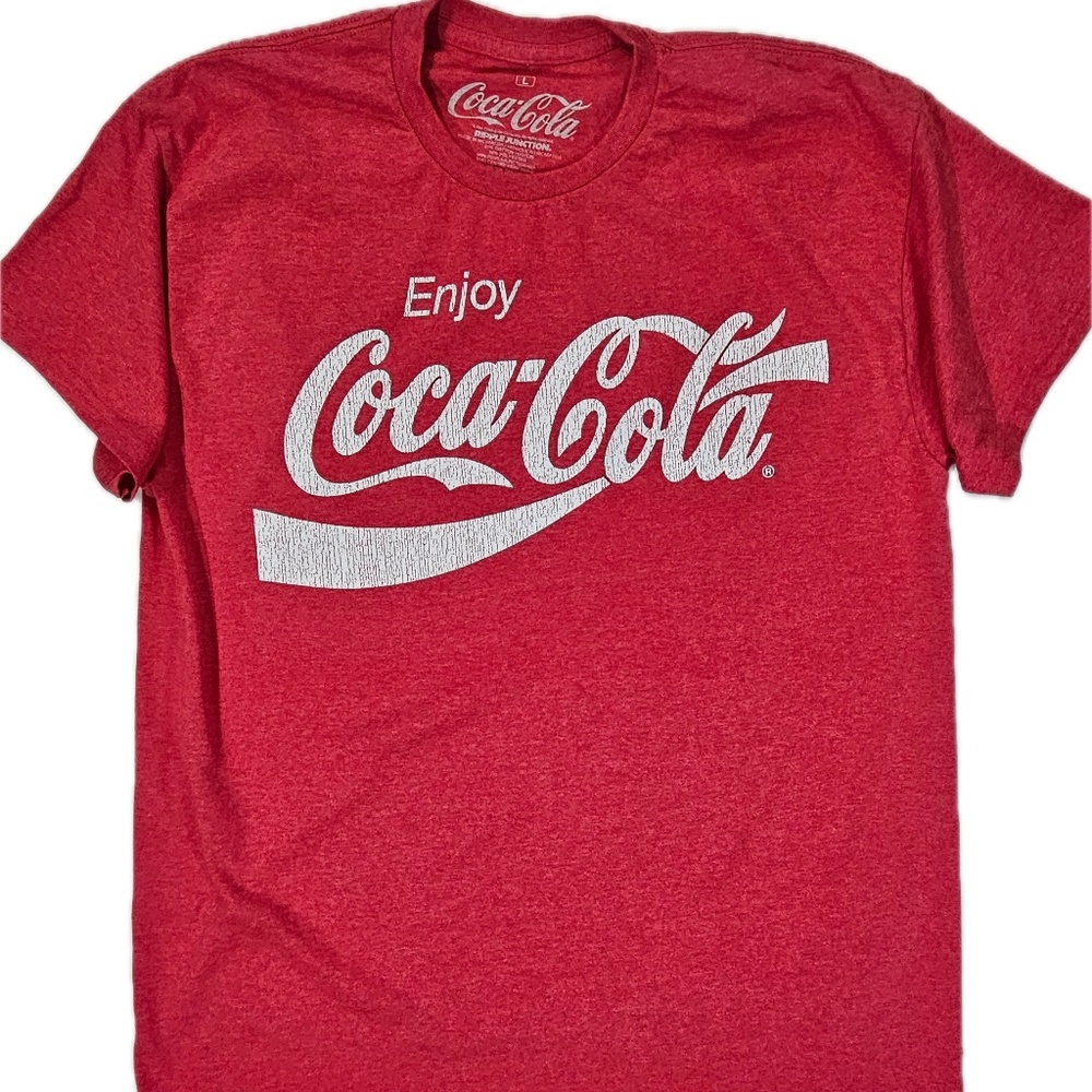 Coca-Cola Shirt Mens Large‎ Red Heather Enjoy Logo Graphic Tee Ripple Junction